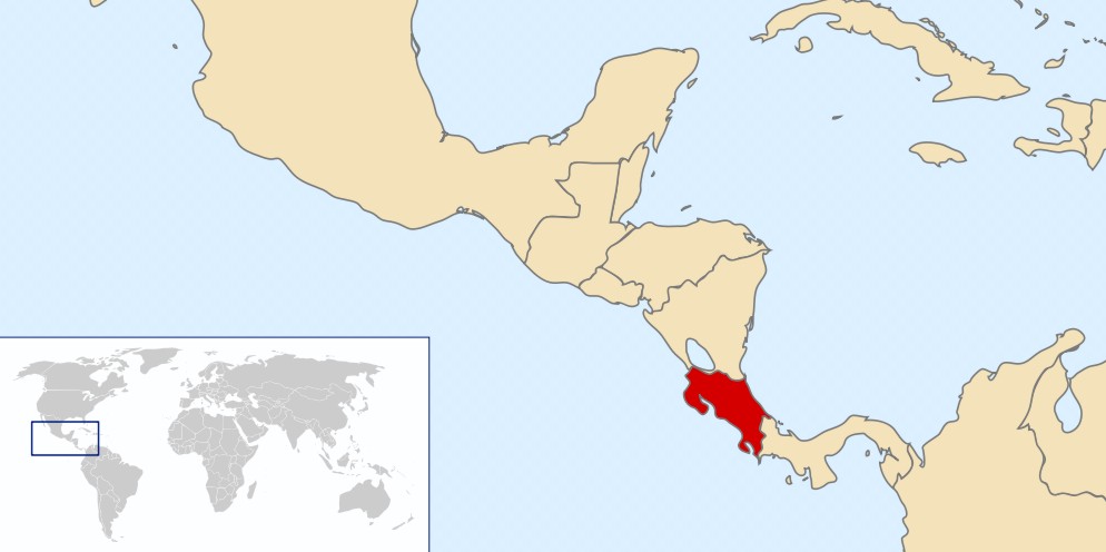 Kostarika_poloha na mapě světa